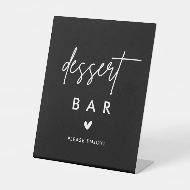 Modern Black Wedding Dessert Bar Party Sign (Front)