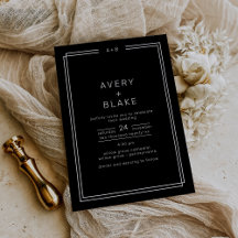 Modern Black Wedding Invitation / AVERY Suite