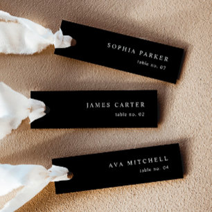 Modern Black Wedding Name Place Cards