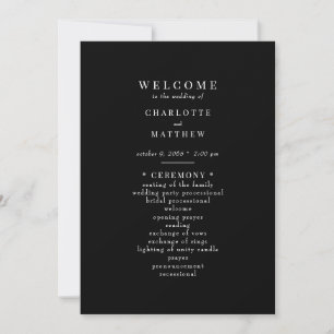 Modern Black Wedding Program Invitation