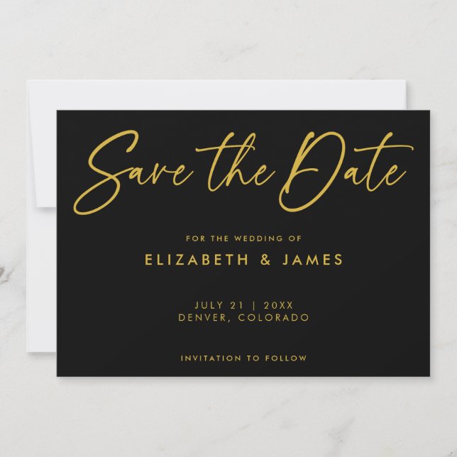 Modern Black Wedding Save The Date Invitation (Front)