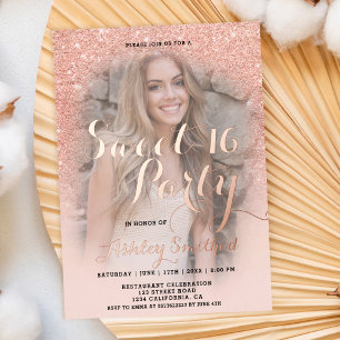 Modern black wedding script photo gold foil invita