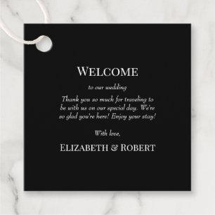 Modern Black Wedding Welcome Gift Tag