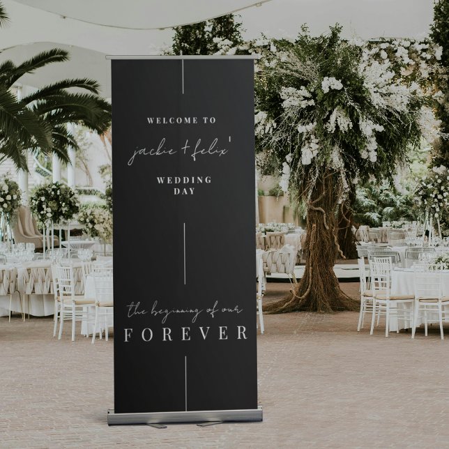 Modern Black Wedding Welcome Retractable Banner (Creator Uploaded)