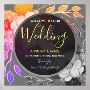 Modern Black Welcome Wedding Poster