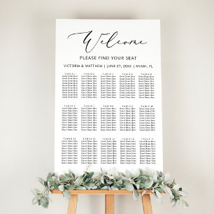 Modern Black White 15 Tables Wedding Seating Chart