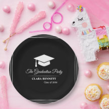 Modern Black & White 2026 Grad Paper Plate
