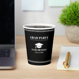 Modern Black & White 2026 Graduation Paper Cup