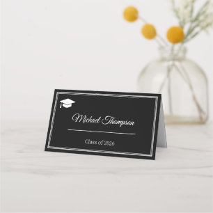 Modern Black & White 2026 Graduation Place Card