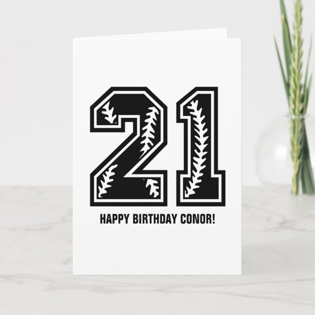 Modern Black & White 21st Birthday Card (Front)