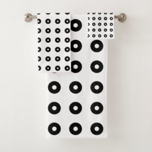 Modern Black & White Abstract Circles Bath Towel Set