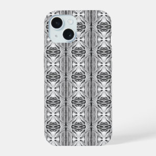 Modern Black White Abstract Geometric Pattern iPhone 15 Case