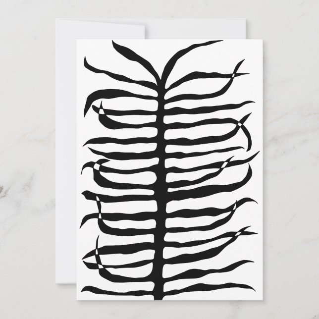 Modern Black White Abstract Palm Frond Tropical  Save The Date (Front)