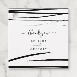 Modern Black White Abstract QR Code Wedding Favour Tags