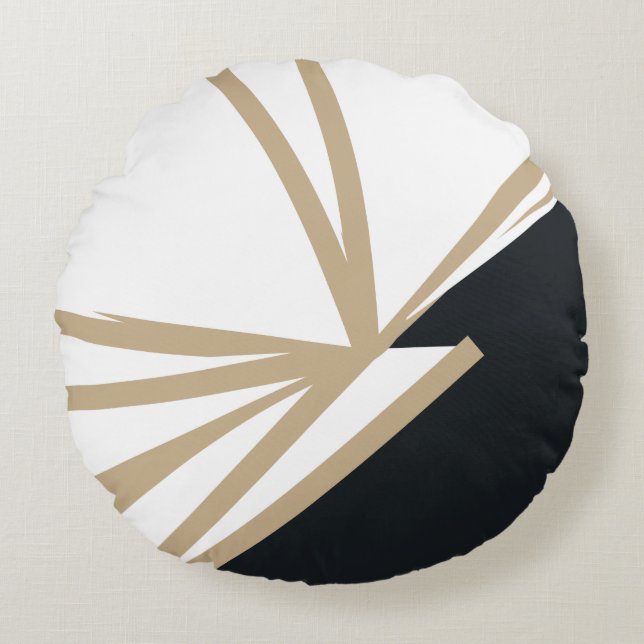 Modern Black White Abstract Round Cushion (Front)