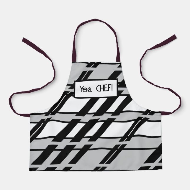Modern Black White Abstract Skyline Pattern Apron (Front)