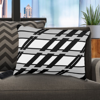 Modern Black White Abstract Skyline Pattern Decorative Cushion