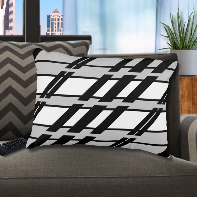 Modern Black White Abstract Skyline Pattern Decorative Cushion (Creator Uploaded)