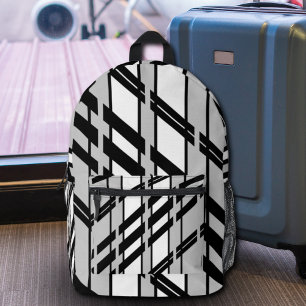 Modern Black White Abstract Skyline Pattern Printed Backpack