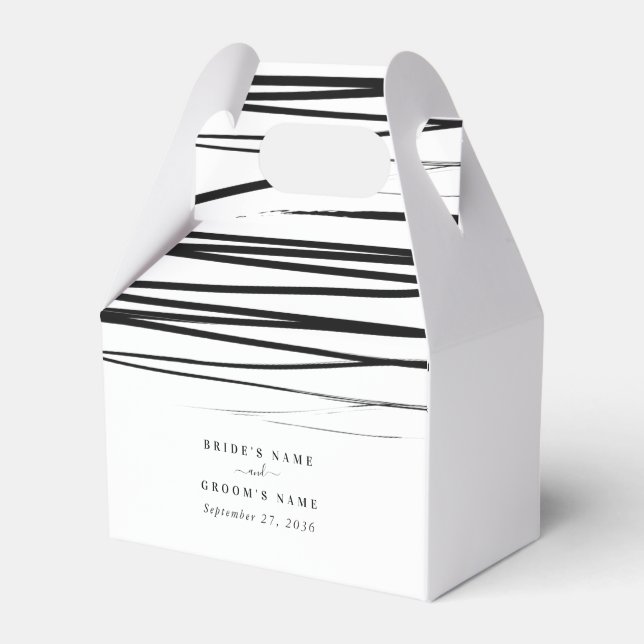 Modern Black White Abstract Wedding Favour Box (Front Side)