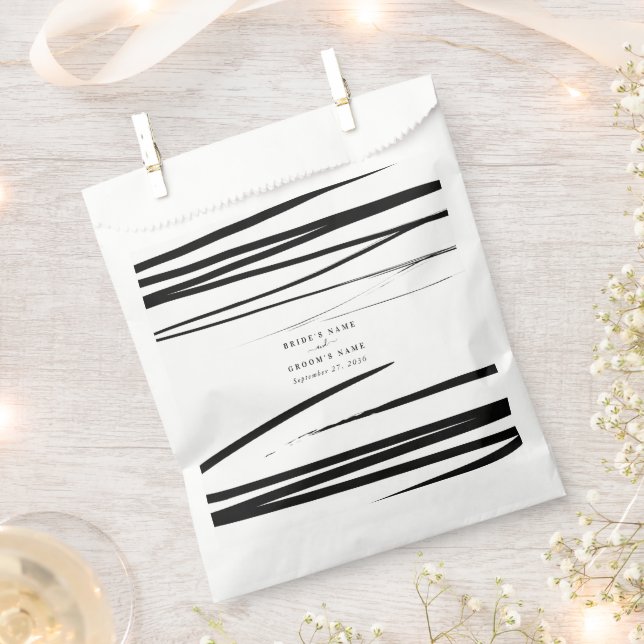 Modern Black White Abstract Wedding Favour Favour Bags (Clipped)