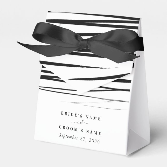 Modern Black White Abstract Wedding Favour Favour Box (Front Side)