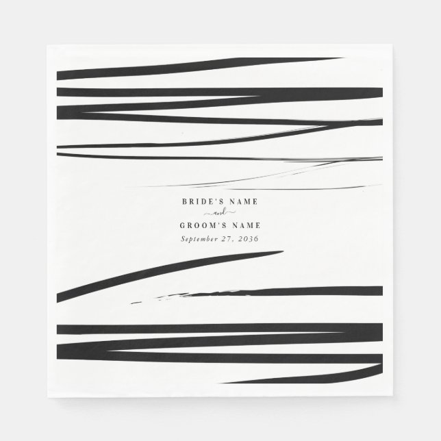 Modern Black White Abstract Wedding Favour Napkin (Front)