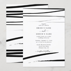 Modern Black White Abstract Wedding Invitation