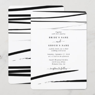 Modern Black White Abstract Wedding Invitation