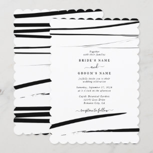 Modern Black White Abstract Wedding Invitation