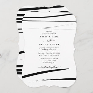 Modern Black White Abstract Wedding Invitation