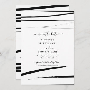 Modern Black White Abstract Wedding Save The Date