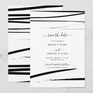 Modern Black White Abstract Wedding Save The Date