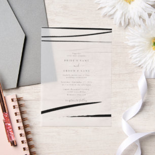Modern Black White Abstract Wedding Vellum Invitations