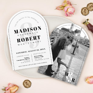 Modern Black & White Ampersand Photo Arch Wedding Invitation