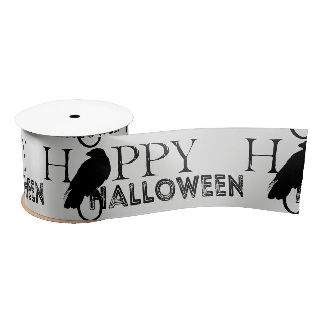 Modern Black White And Gold Chic Adult Halloween Satin Ribbon (Spool)
