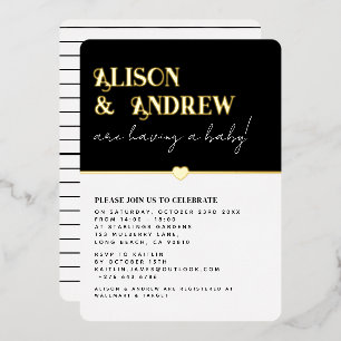 Modern Black White and Gold Couple's Baby Shower