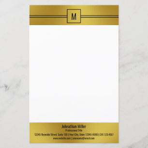Modern Black White and Gold Monogram Template