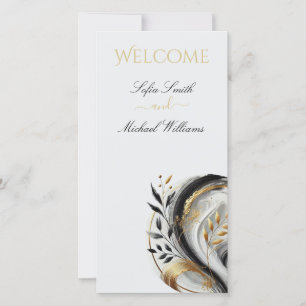 Modern Black White and Gold Wedding Botanical-