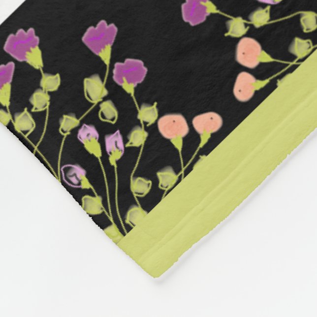 Modern Black White and Green Fleece Blanket (Corner)