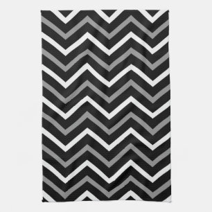 Modern Black White And Grey Chevron Pattern Zigzag Tea Towel