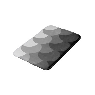 Modern Black White and Grey Overlapping Circles Bath Mat