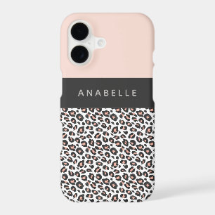 Modern black, white and peach animal leopard print