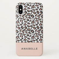 Modern black, white and peach animal leopard print