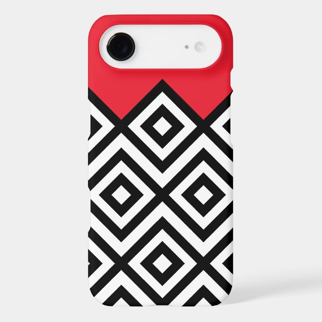 Modern Black White and Red Chevron Pattern Case-Mate iPhone Case (Back)