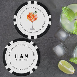 Modern Black White Aperol Drink Voucher Wedding Poker Chips