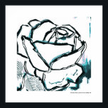 Modern Black White Aqua Rose - Pop Art Flower Poster<br><div class="desc">Unique aqua blue rose with black ink,  beautiful watercolor flower Fine Art poster by Marie Christine Belkadi,  the print is sold without a frame but you can select here on Zazzle a frame for your wall decor gift © Copyrighted! www.mariechristinebelkadi.com</div>