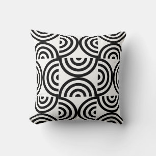 Modern Black & White Arc Truchet Butterfly Patte Cushion