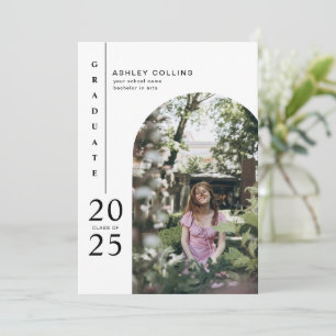 Modern Black & White Arch Photo Graduation Party Invitation