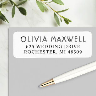 Modern Black White Art Deco Wedding Address